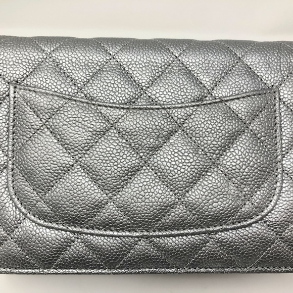 CHANEL Silver Caviar Ruthenium HW Wallet On Chain - Picture 5 of 16